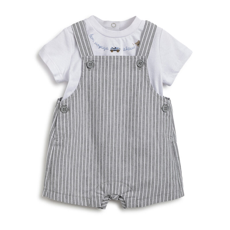Boys Medium Grey T-shirt with Short Overalls image number 0